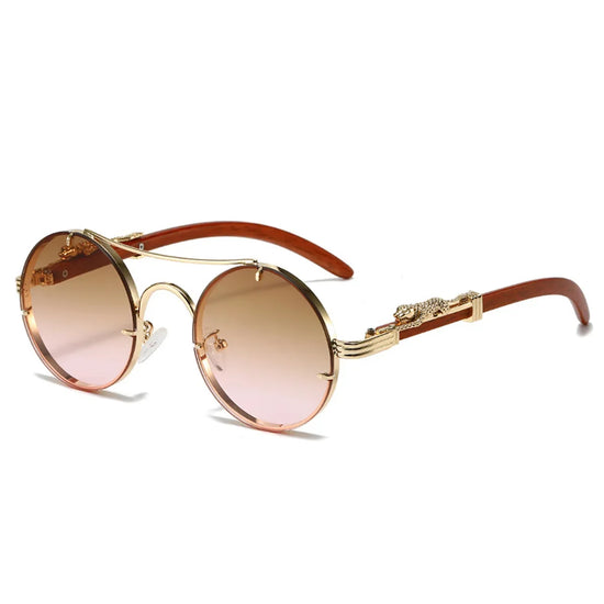 Men Vintage round Sunglasses Fashion Double Bridge Multicolor Shades Women Retro Trendy Brand Luxury Design Sun Glasses